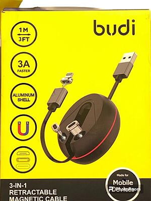 BUDI 3 IN 1 RETRACTABLE MAGNETIC CABLE