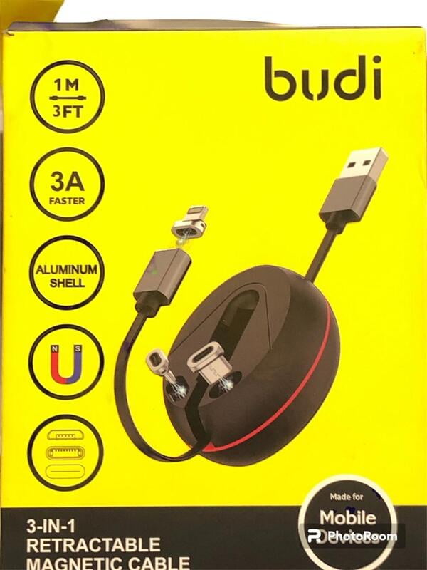 BUDI 3 IN 1 RETRACTABLE MAGNETIC CABLE